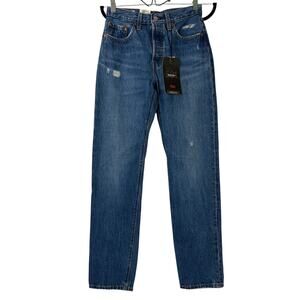 Levis 501 Original Jeans Womens 24x30 Blue Button Fly Mid Rise‎ Straight Denim